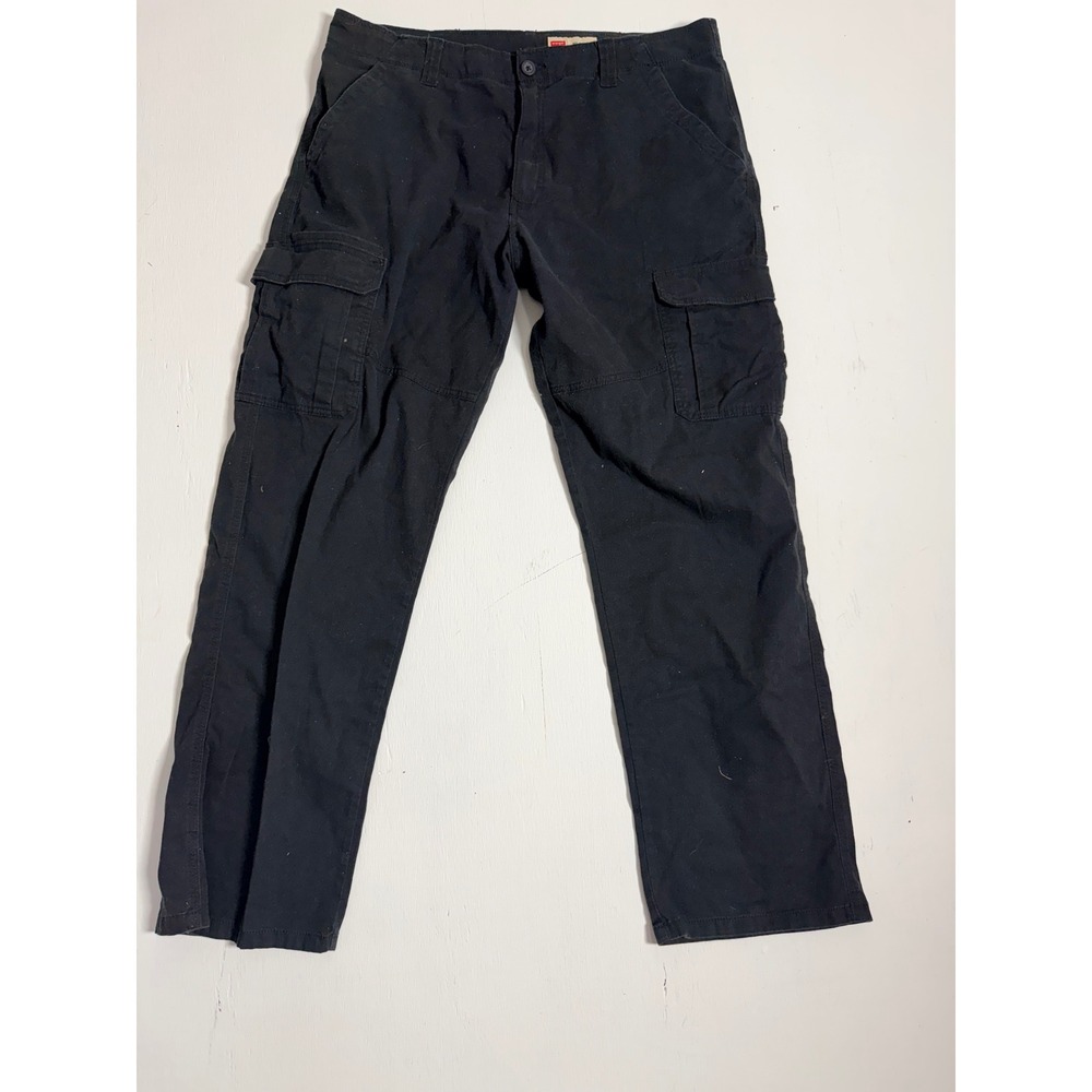 Wrangler Relaxed Fit Cargo Pants Mens 36x32 Black Utility Workwear Stretch pants